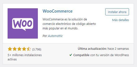 Instalación de woocommerce